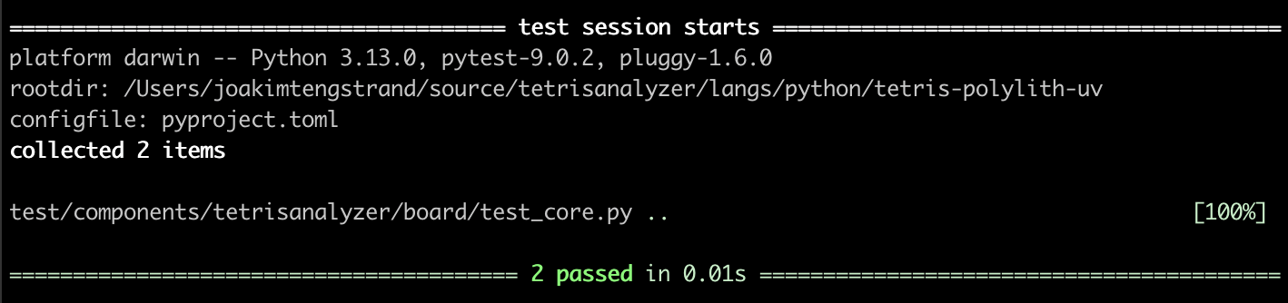 Pytest output